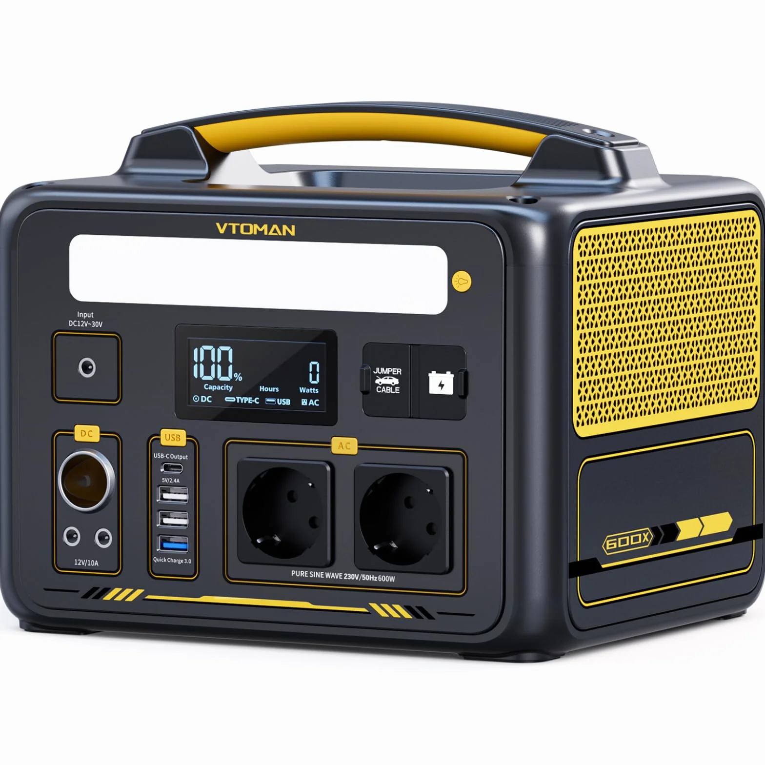 VTOMAN Jump 600X Centrale Elettrica Portatile - 600W/299Wh LiFePO4 Batteria Power Station Generatore Solare, Capacità Espandibile a 939Wh, per Campeggio, Emergenza, Viaggio