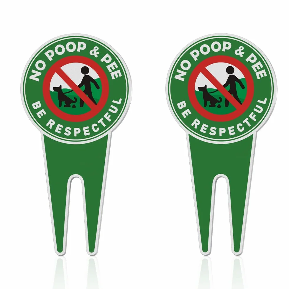 2 cartelli di divieto di pipì per cani, scritta in lingua inglese “No Poop and Pee, Be respectful”, double-face, per giardino e cortile, 30 x 15 cm