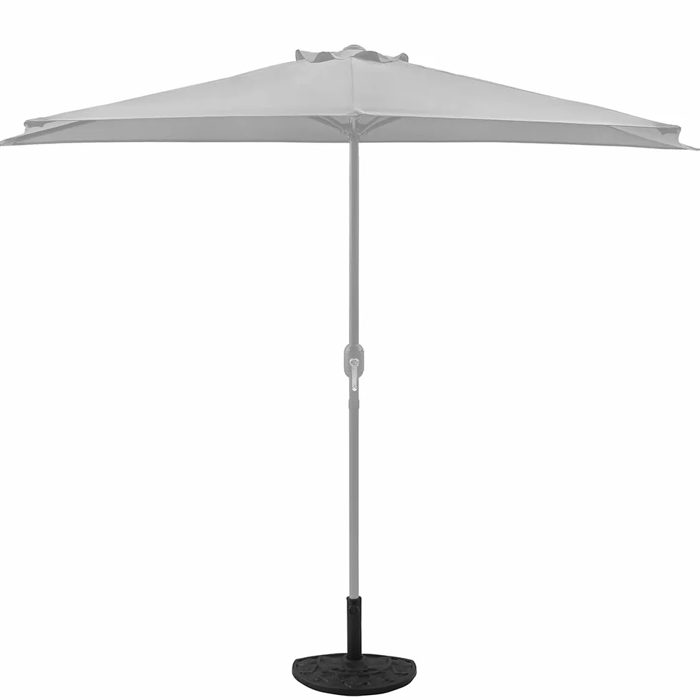 BAKAJI Base per Ombrellone da Giardino Forma Mezza Luna, Supporto per Palo Ombrelloni 38/48mm, Sistema Stabile Anti Capovolgimento, Ideale per Patio, Balcone, Esterno, Ø 50 x 32 x 32 cm