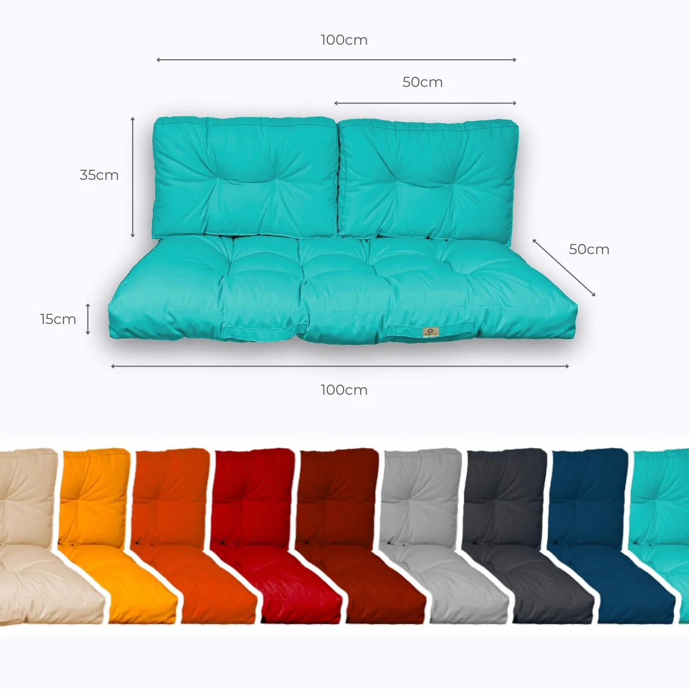 Cuscini per Salotto da Giardino 100x50 cm Impermeabile Trapuntato Blu Caraibico