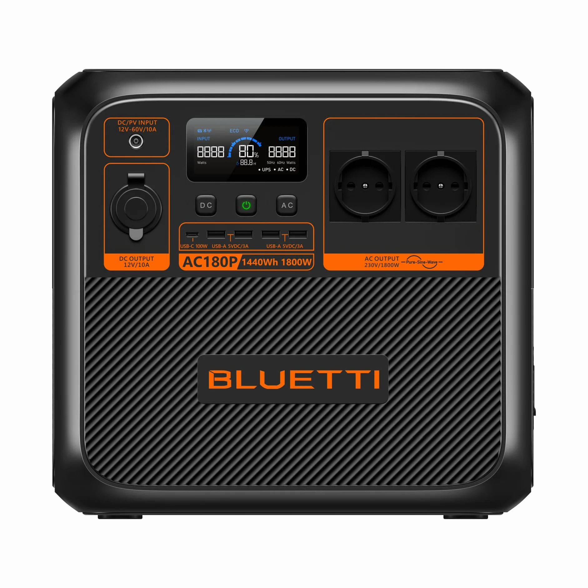 BLUETTI Portable Power Station AC180P, capacità 1800 Wh, 2000 W (4800 W picco), uscita AC, generatore di corrente affidabile per uso esterno