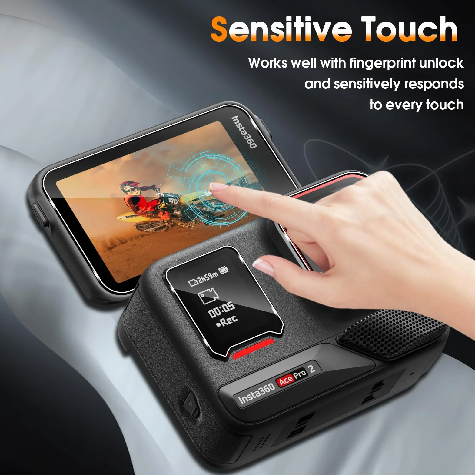 Pellicola Protettiva Insta360 Ace Pro 2, Schermo Vetro Temperato, Protezione Lente Fotocamera 2+2+2 Pezzi, HD Chiaro Anti Graffio