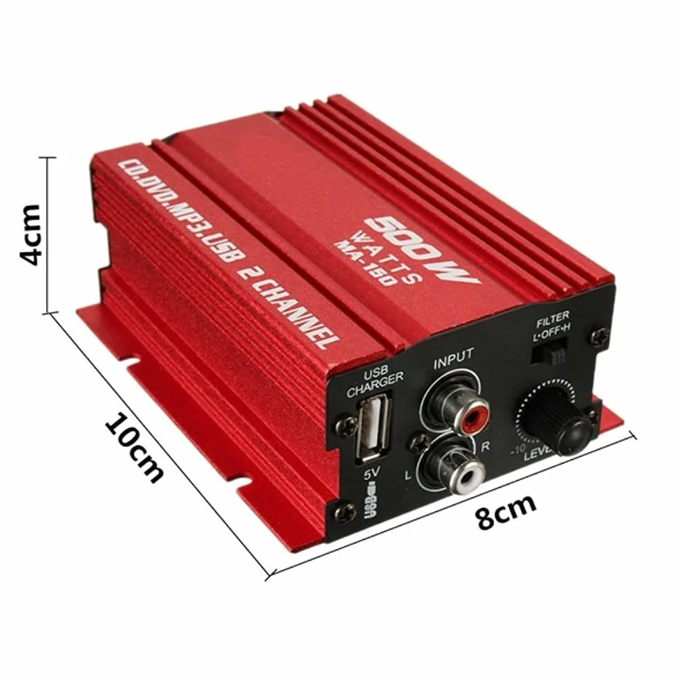 Kinter MA150 12V Mini 2CH Stereo HiFi Amplificatore di Potenza per Auto Altoparlante Audio MP3 con USB