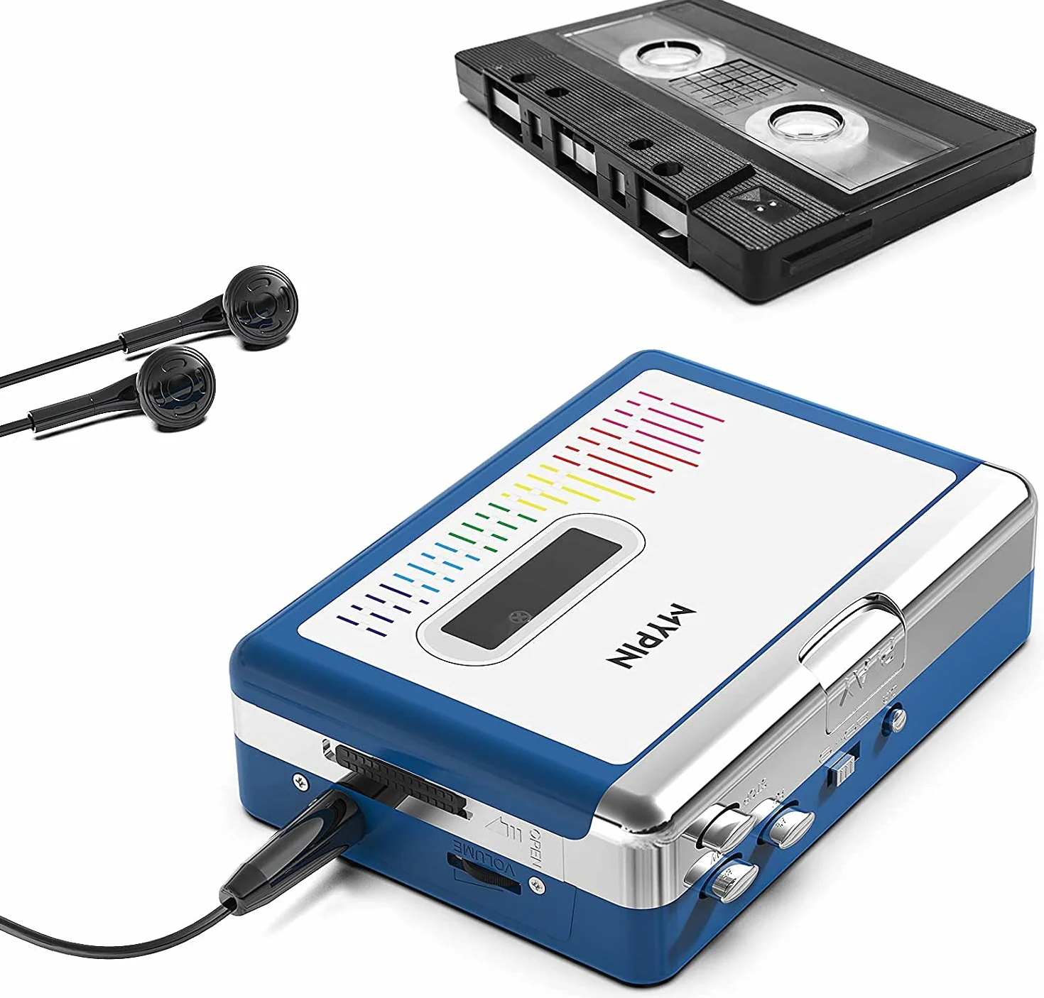 MYPIN Registratore a Cassetta, Lettore Cassette e Convertitore MP3 con Batterie AA e Alimentatore USB