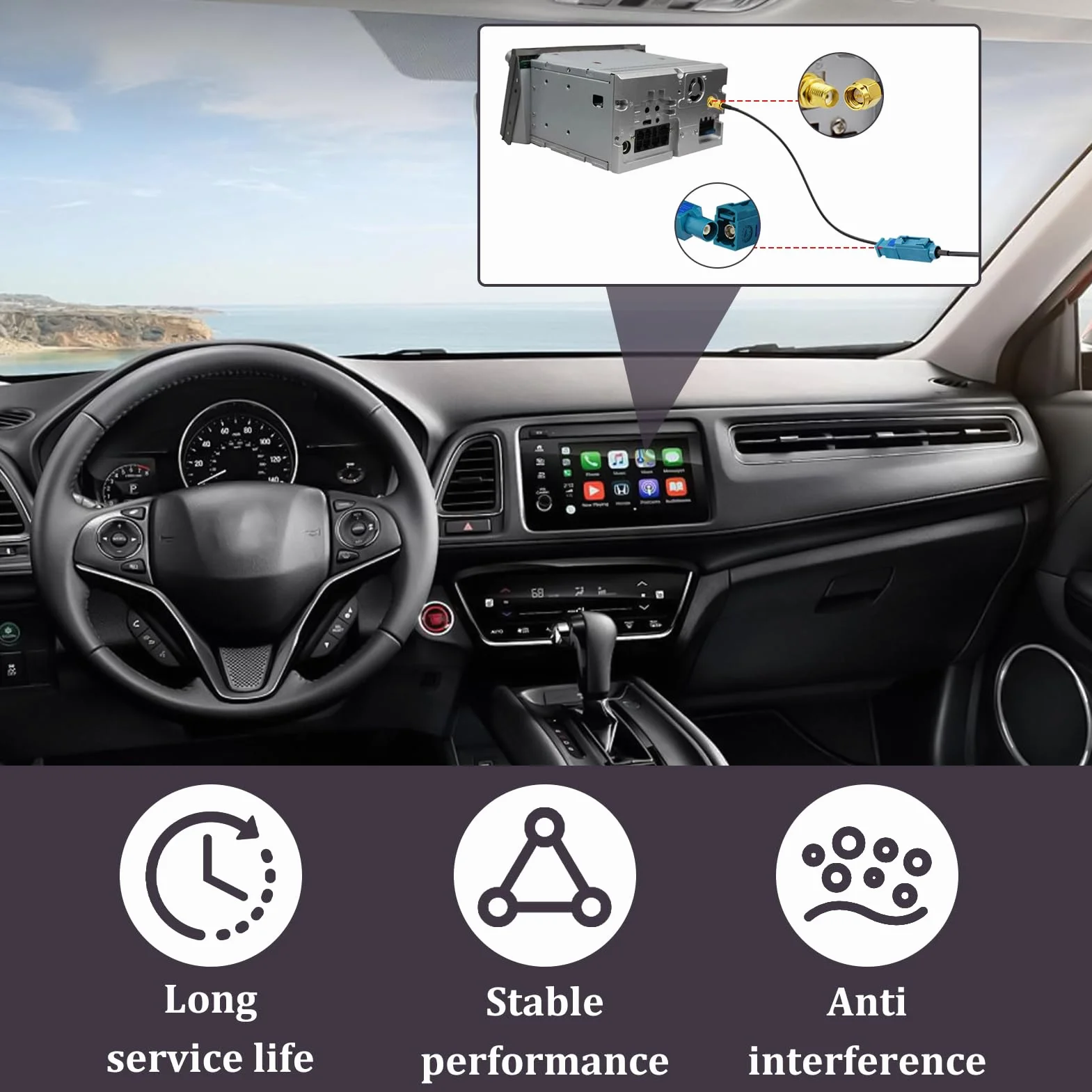 Kabel adapter anteny Fakra Z męski do SMA męski 15 cm GPS Radio AM FM DAB Sirius XM 4G LTE Bluetooth