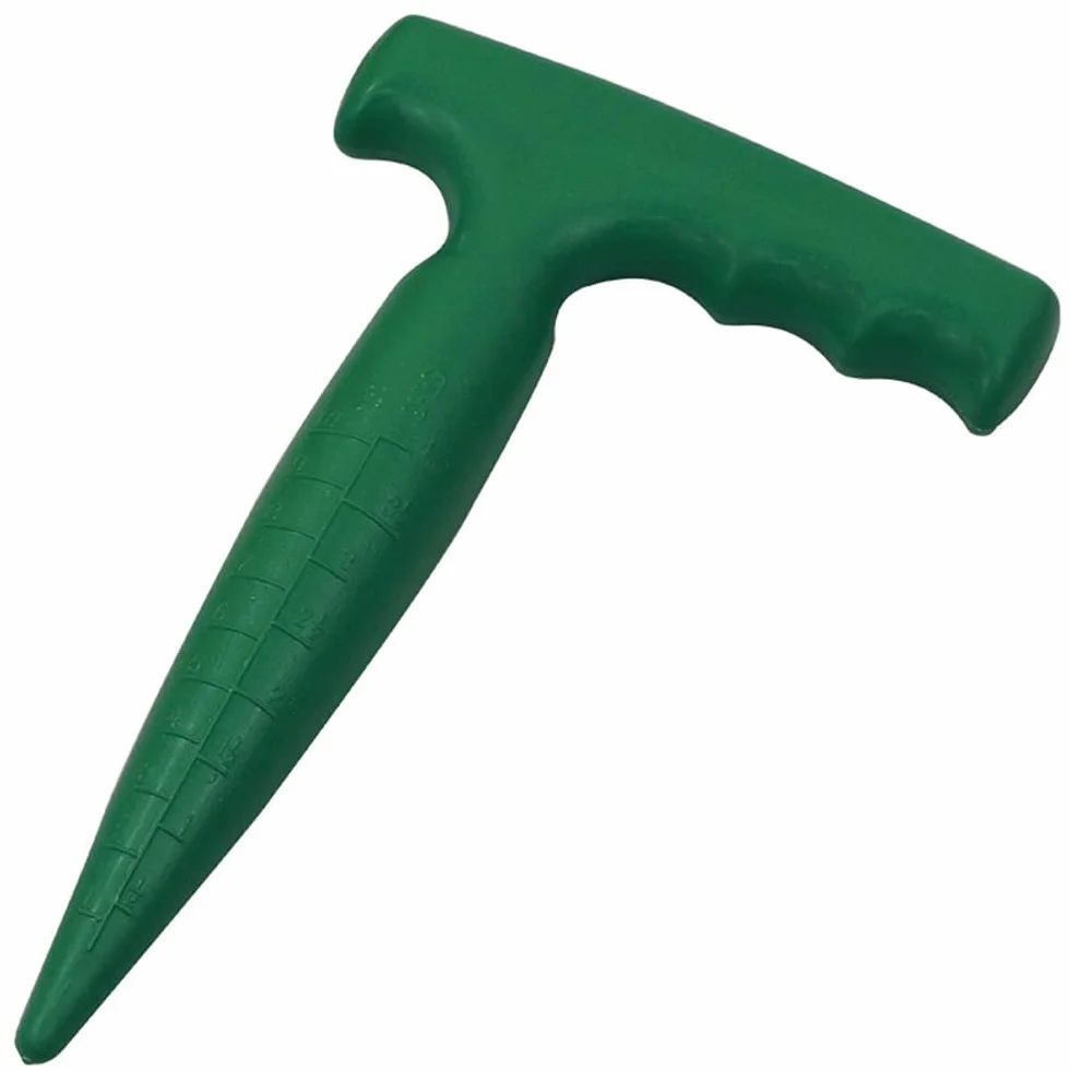 TopHomer Strumento Manuale per Fori da Giardino, 17 x 11 cm Punzonatrice per Terreno Verde con Scala Trasparente per Semina di Bulbi, Trapianto e Piantagione Precisa