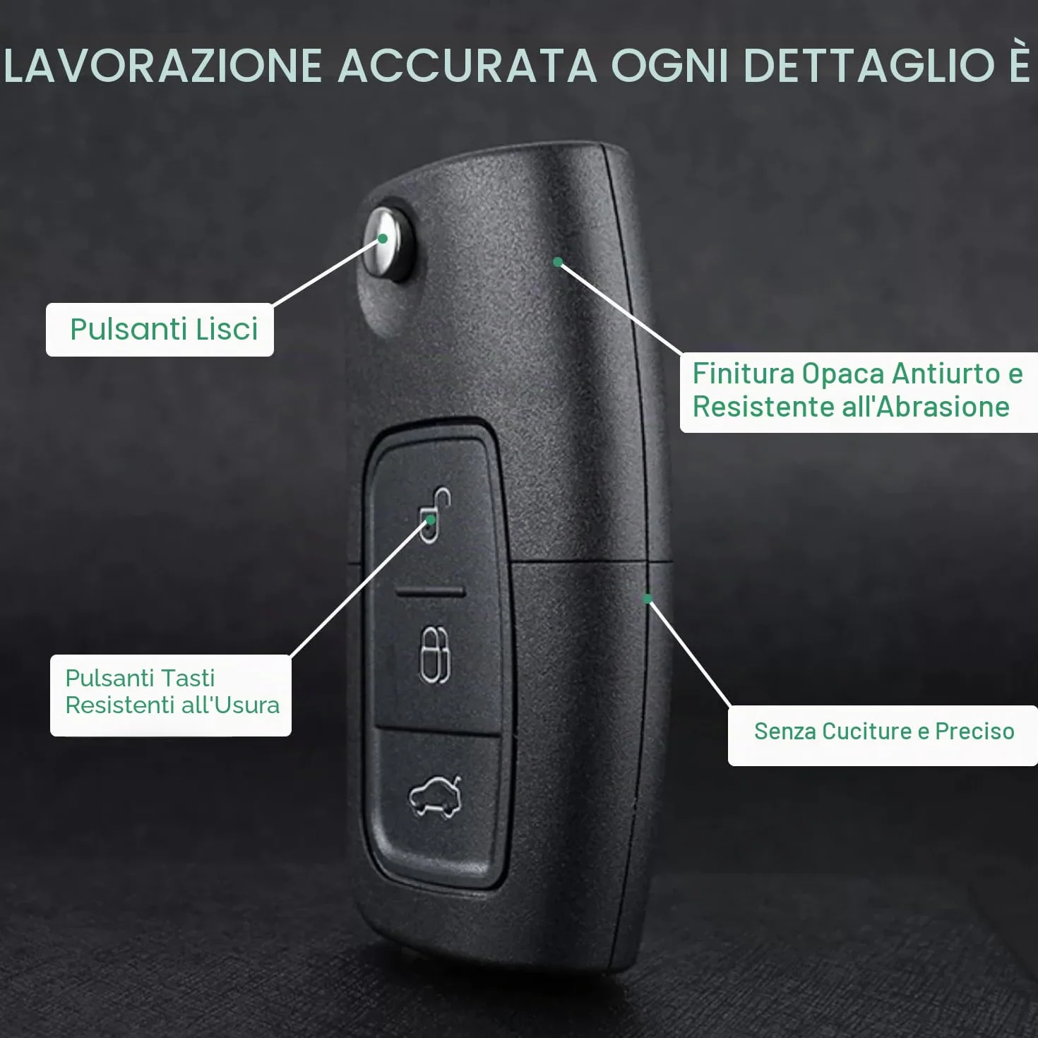 Heart Horse Guscio Chiave Telecomando 3 Tasti Pieghevole 433 MHz 4D63 per Fiesta Focus Mondeo MK4