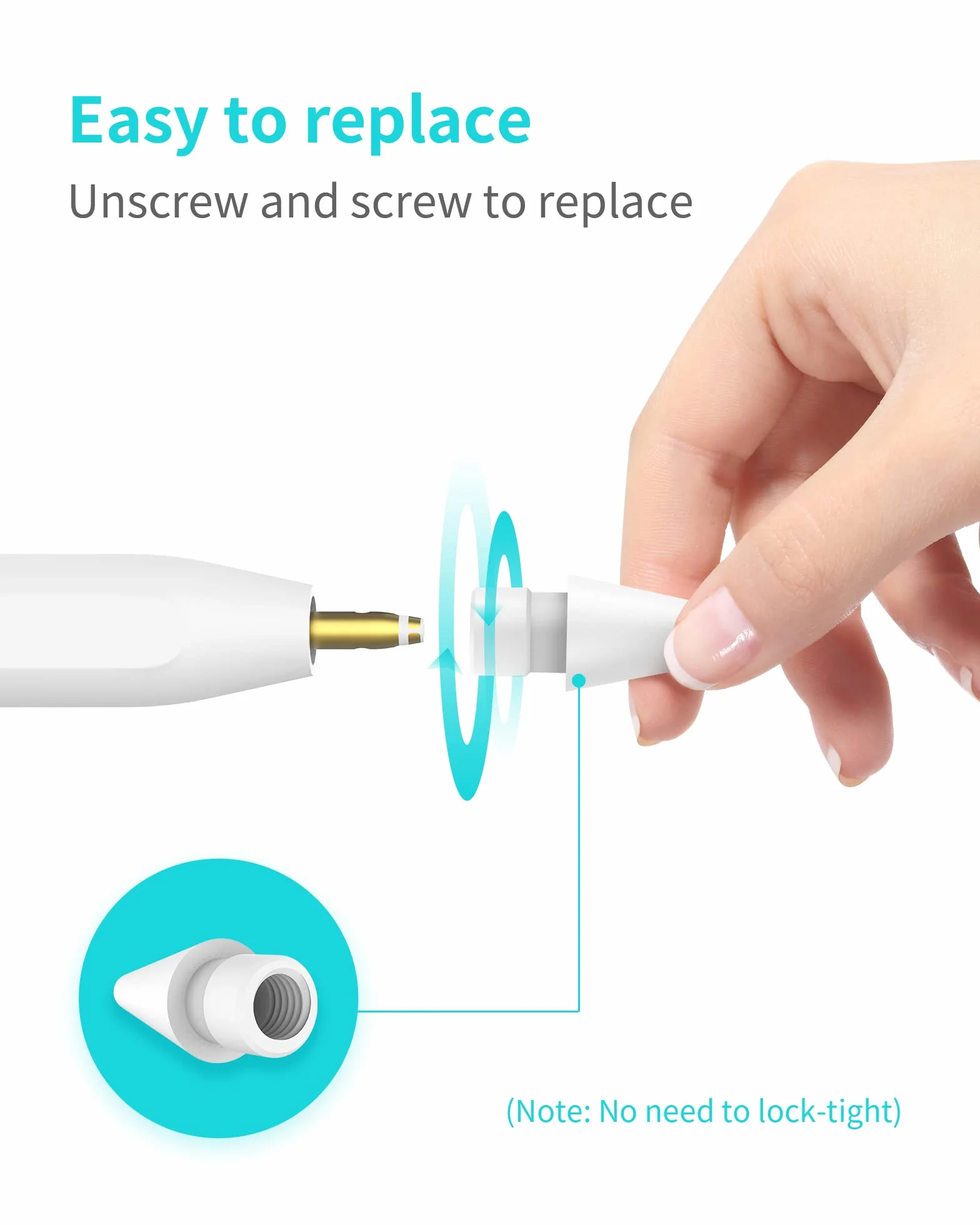 Metapen Punte per iPad Compatibili con Apple Pencil 1ª/2ª Gen e Logitech Stylus, Durevoli e Sensibili (4 Pezzi, Bianco)