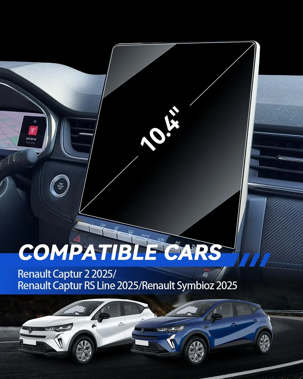 Pellicola protettiva PET 6H antigraffio 10,4 pollici per Renault Captur 2 2025 Symbioz 2025