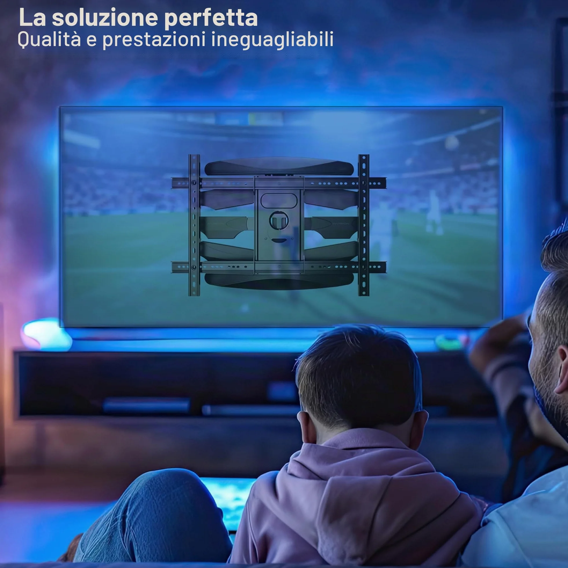 Invision Supporto TV Parete 37-75 Cali VESA 200x200-600x400mm Doppio Braccio Inclinazione Girevole Estensione 50kg