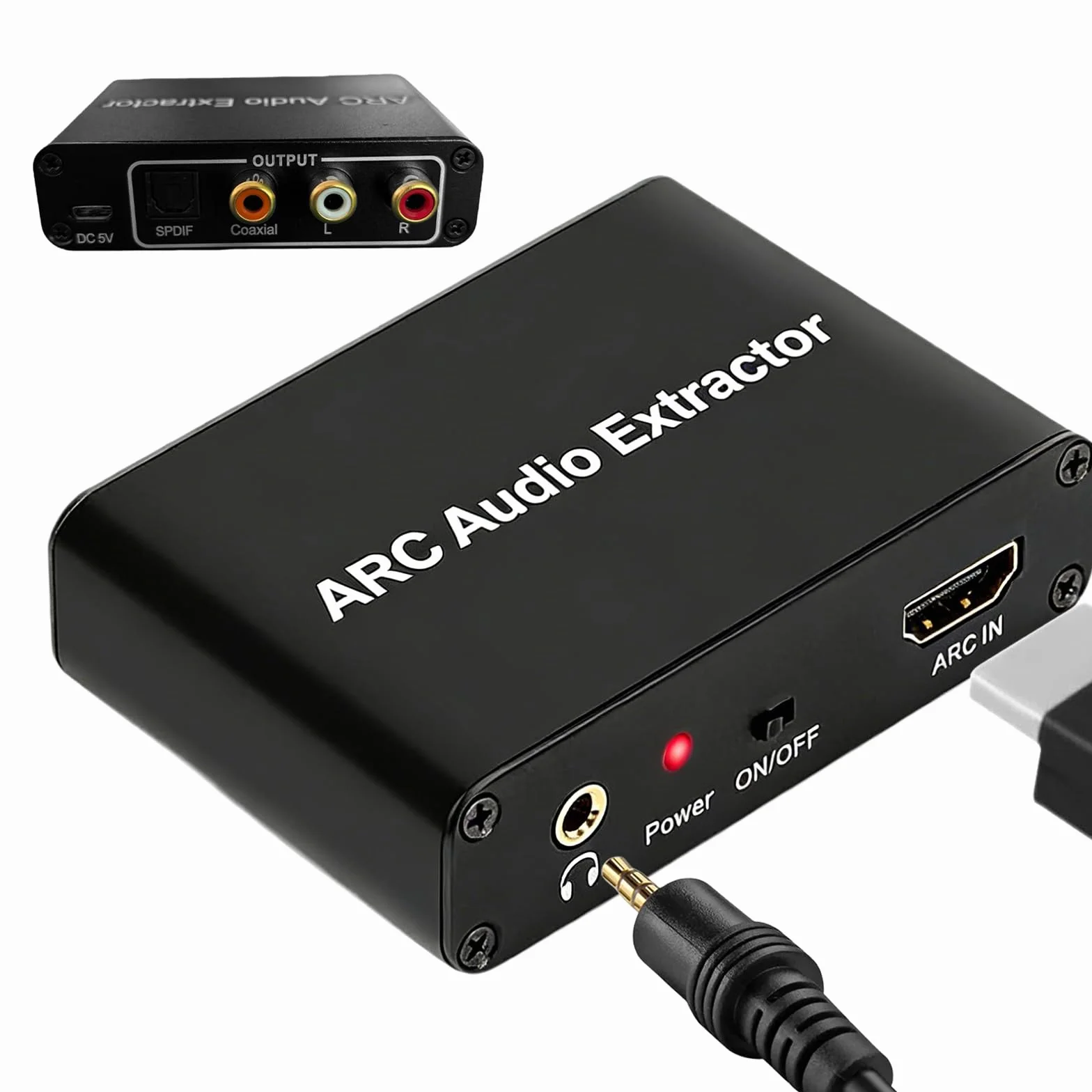 Adattatore HDMI ARC 192 kHz estrattore audio lega alluminio chip HDMIARC importato convertitore DAC per soundbar