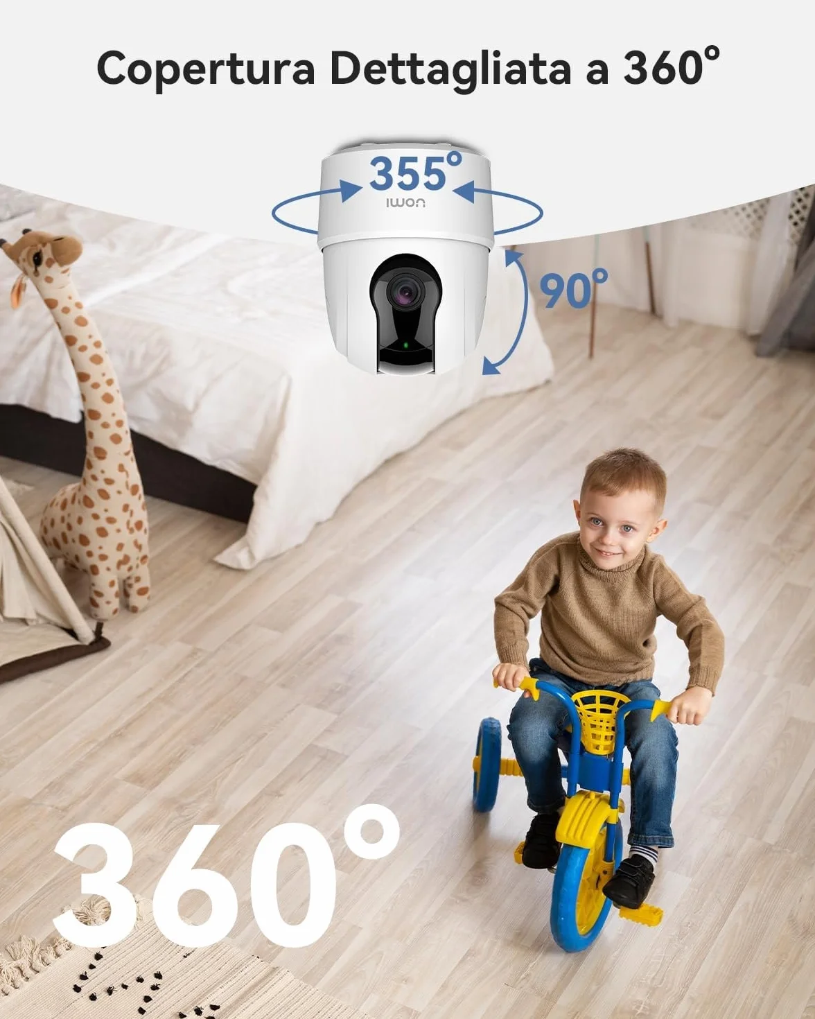 Imou 3MP Telecamera Wi-Fi Interno 2K Videocamera di Sorveglianza Tracciamento Movimento Rilevamento Umano Audio Bidirezionale 2,4GHz