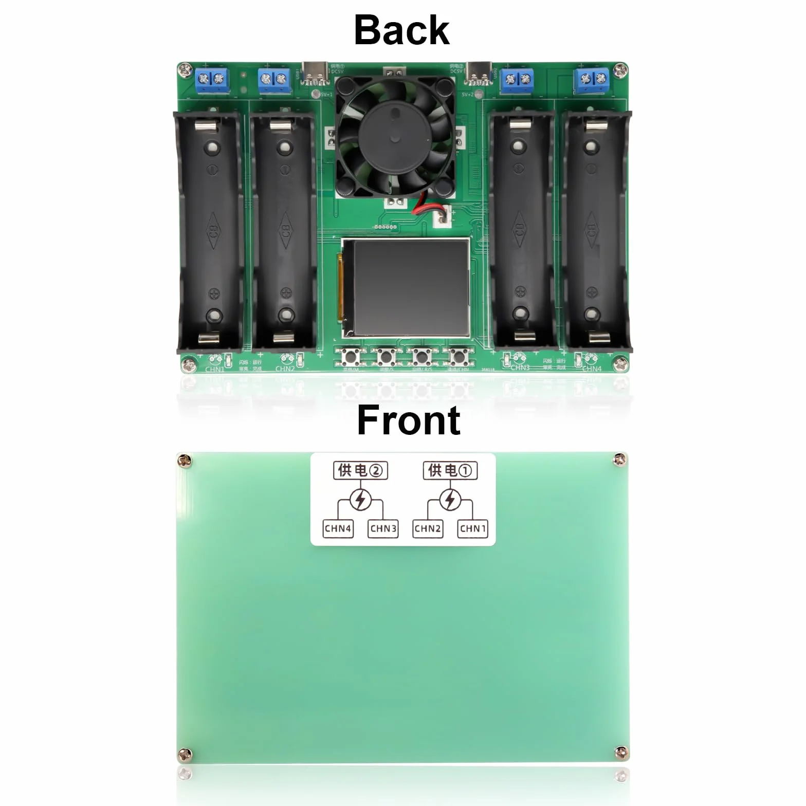 AYWHP Tester di capacità della batteria 4 canali 18650 con tipo C display LCD per batteria al litio
