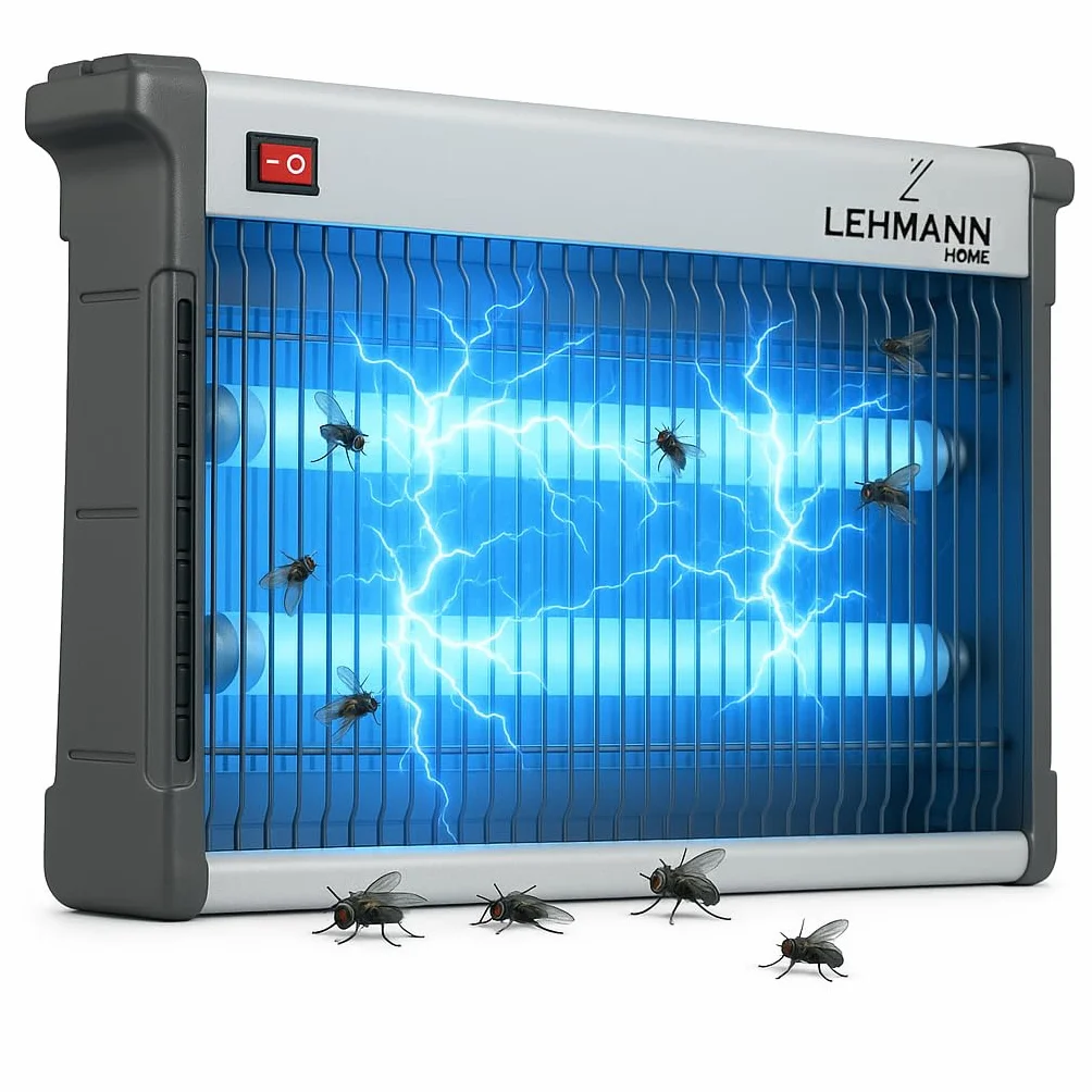 LEHMANN Lampada Antizanzare Elettrico, Zanzariera Elettrica contro Insetti, Zanzare, Falene Notturne e Mosche, Lampada Insetti fino a 150 m², 26 W, Risparmio Energetico, Silenziosa