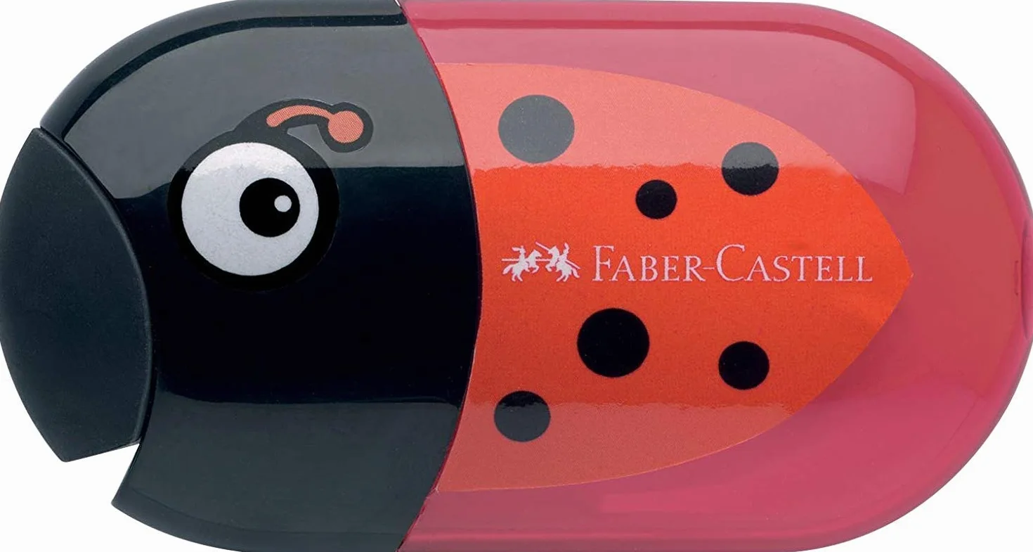 Faber-Castell Doppio temperamatite con gomma coccinella pesce aquila