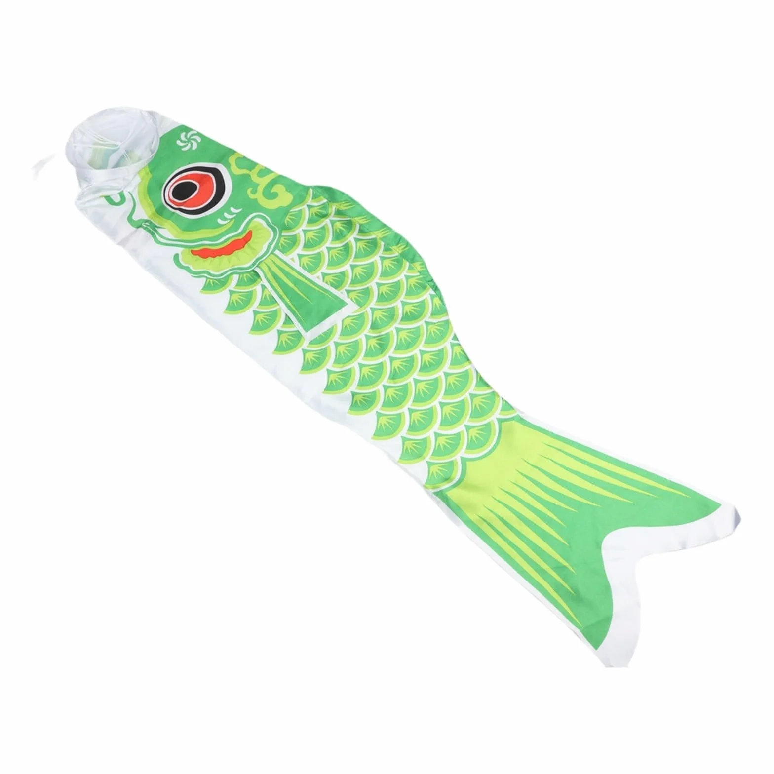 Aquilone a vento giapponese a forma di carpa, 100 cm, in raso, decorazione da giardino per esterni, resistente alle intemperie, vibrante, per cortile e patio (verde, 100 cm)