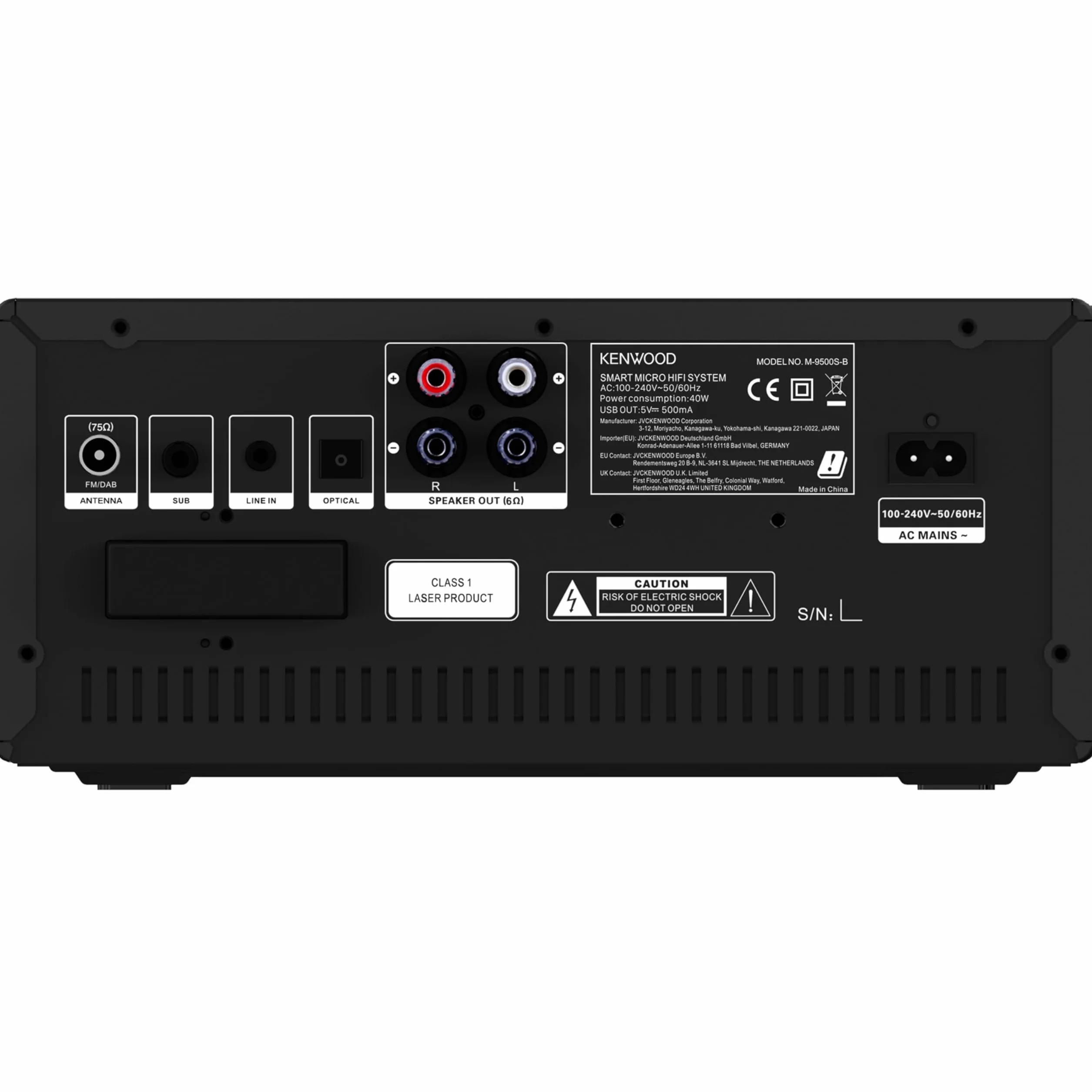 KENWOOD M-9500S-B Smart Micro Hi-Fi System z radiem Internet, DAB+, CD/USB, Audio Streaming, 2 x 50W RMS, Czarny