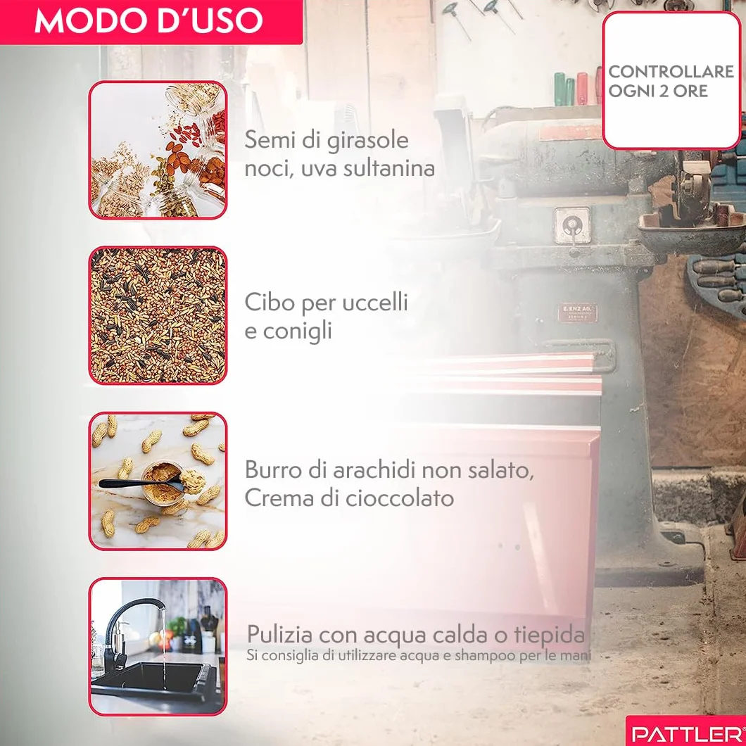 PATTLER® Trappola per Topi Vivi - Trappole per topi da Esterno e Interno - Trappole topi utilizzabili con esche per topi di vario genere - Trappola per Topi Grandi e Piccoli topi - Transparente 1 Pz