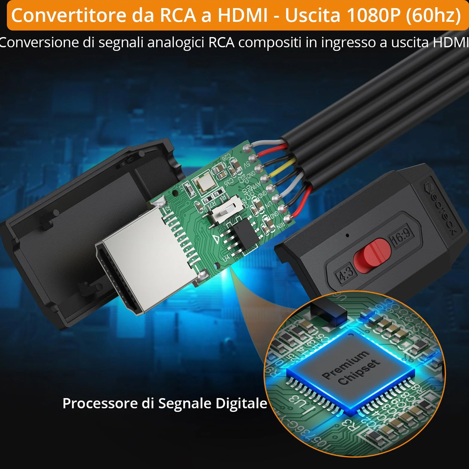 Neoteck Convertitore RCA a HDMI 20 cm per Wii PS2 N64