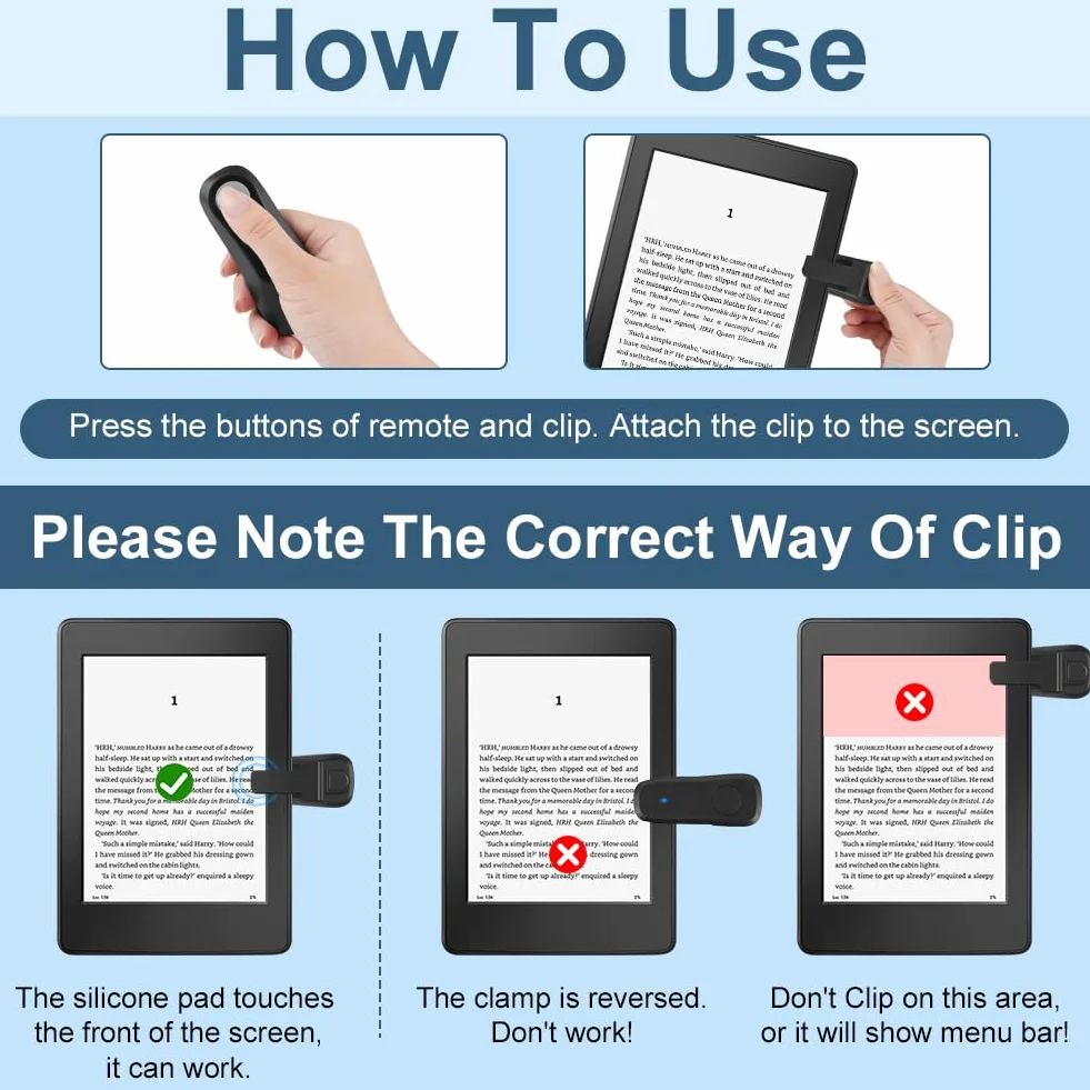 Vicloon Page Turner Remote Control for Kindle Paperwhite Oasis Kobo eReaders iPad iPhone Tablet Android
