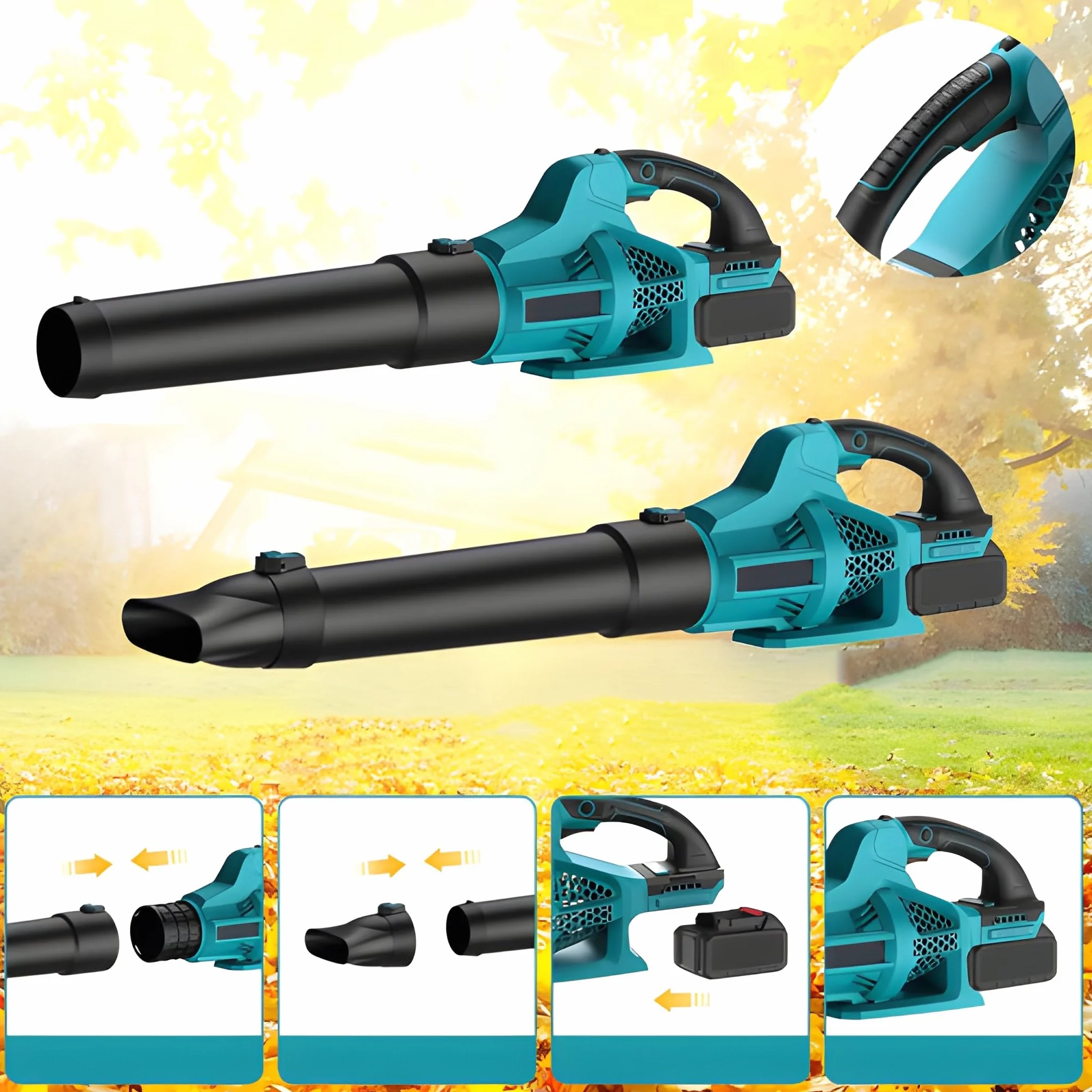 Soffiatore Professionale 6 Velocità Batterie 88V Soffiatore di foglie elettrico senza fili Cura del Giardino e la Rimozione di foglie e Polvere