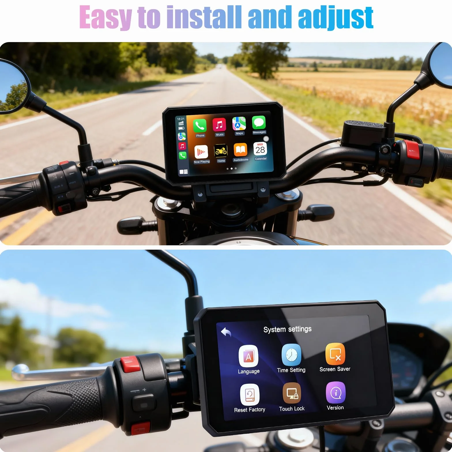 OBEST Carplay Android Auto Touchscreen IPS 5 pollici Impermeabile