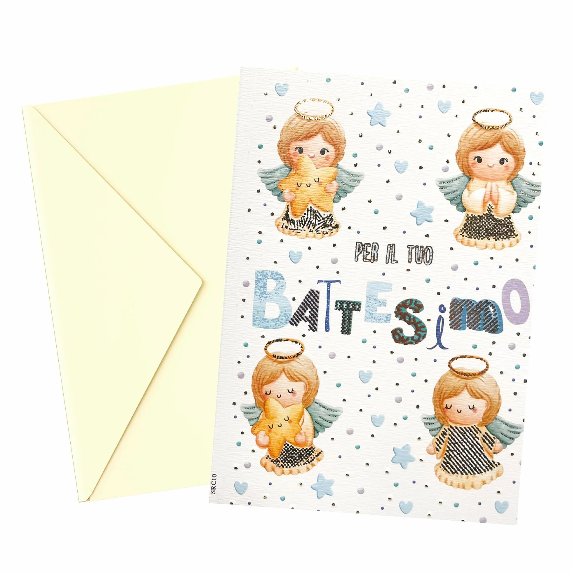ICE TOYS Biglietto Auguri Battesimo 17 x 12 cm Rosa Angeli