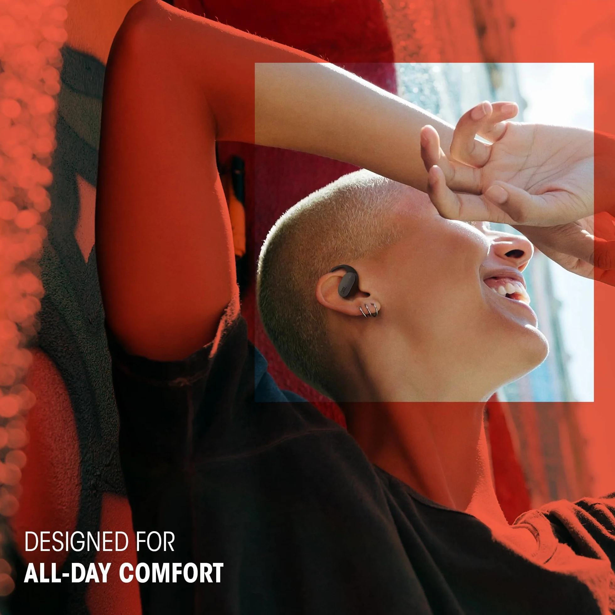 JBL Sense Lite Cuffie Open-Ear True Wireless, Tecnologia OpenSound, 32H Autonomia, IP54, Nero