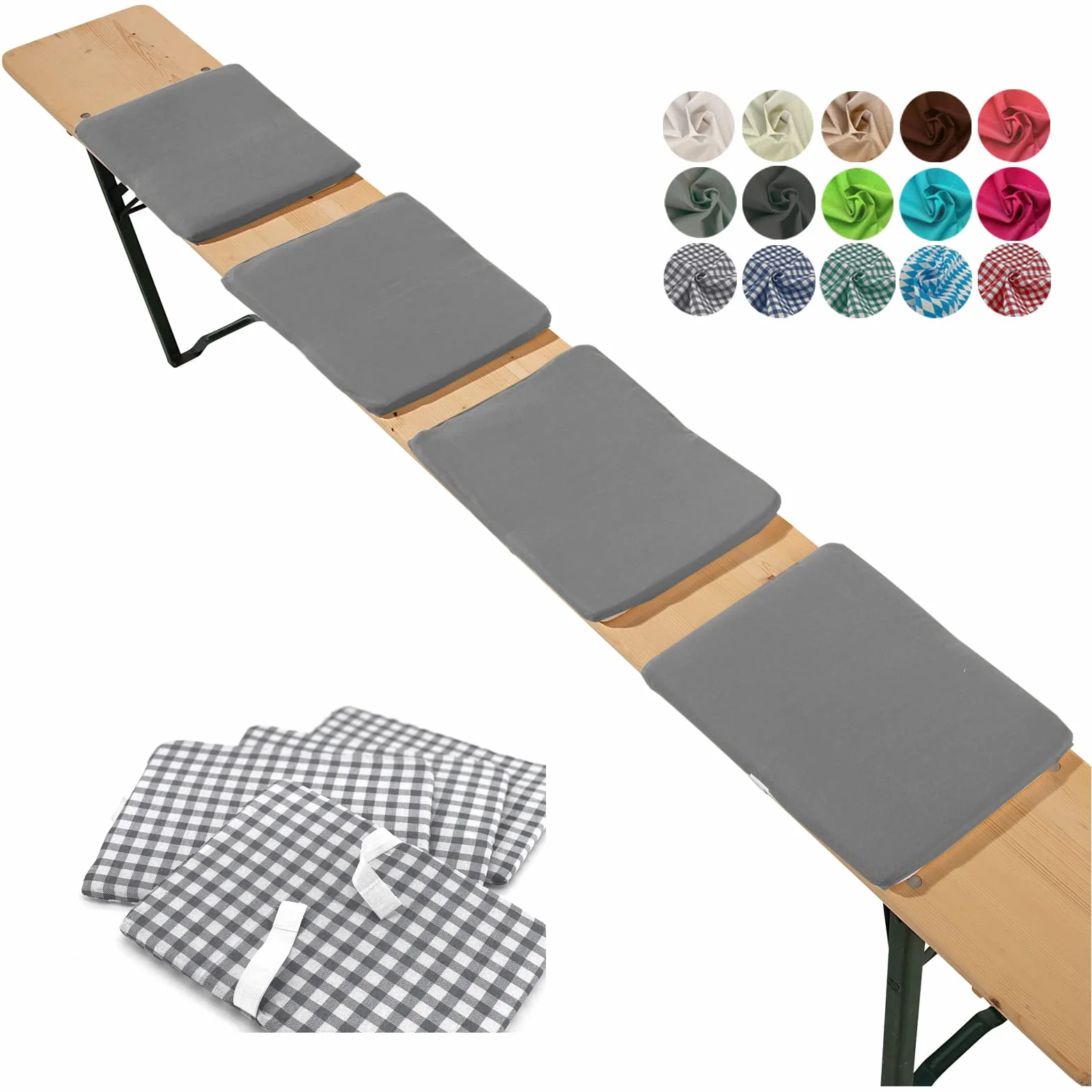 heimtexland ® Set di 4 cuscini per panchine da birra, cuscino decorativo da giardino, tipo 859, antracite