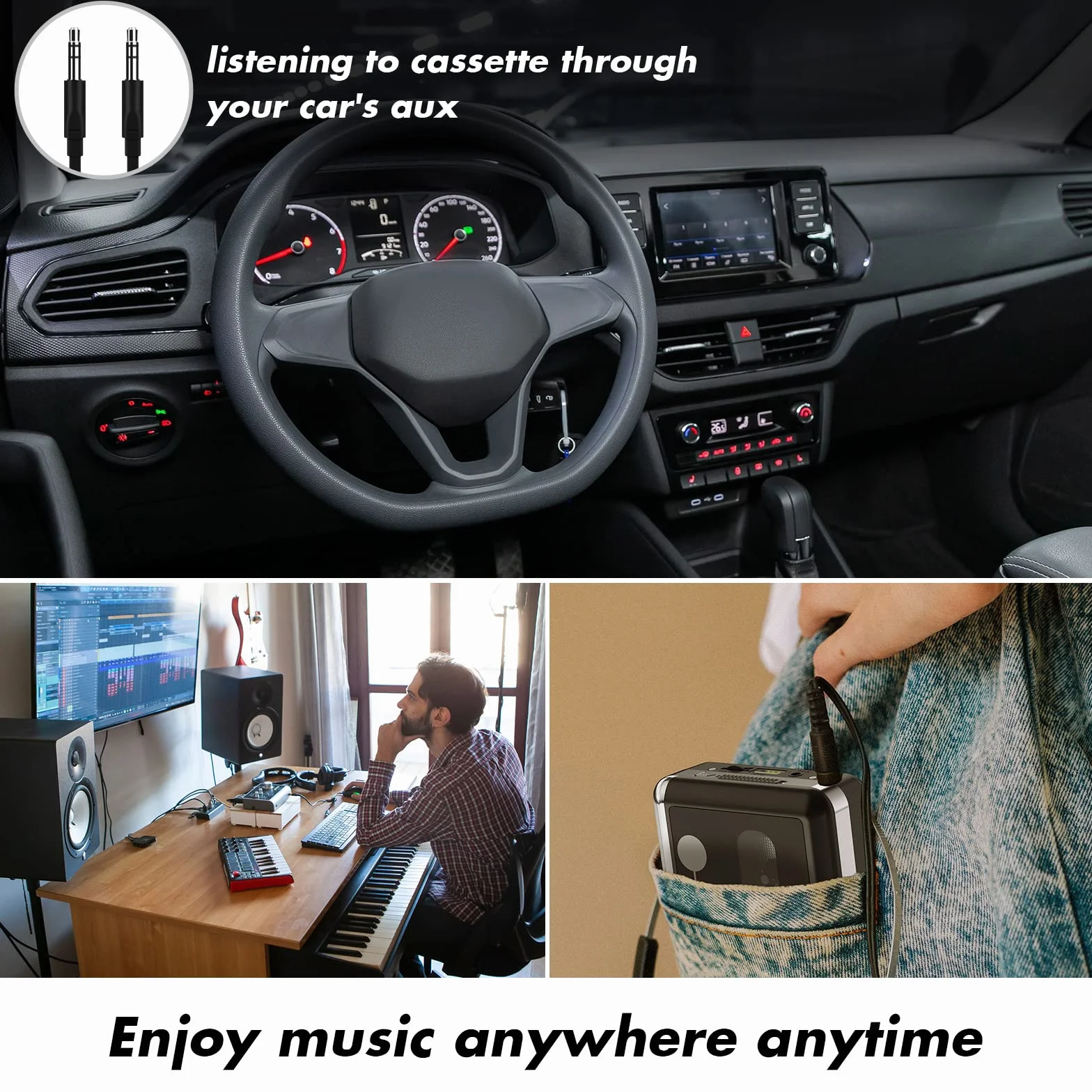 Lettore di cassette USB BR608 convertitore MP3 portatile con cuffie