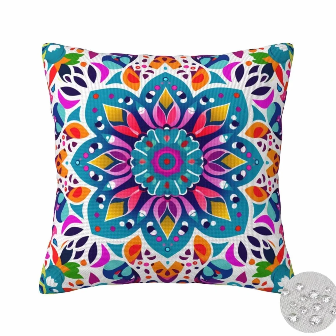 2 Pezzi Cuscini da Esterno Impermeabili Colorato Federe Cuscini Divano 60x60 cm Mandara Copri Cuscini per Divano Decorativo Quadrate Federe Cuscino per Auto, Casa, Caffè, Giardino, Esterni -FS547