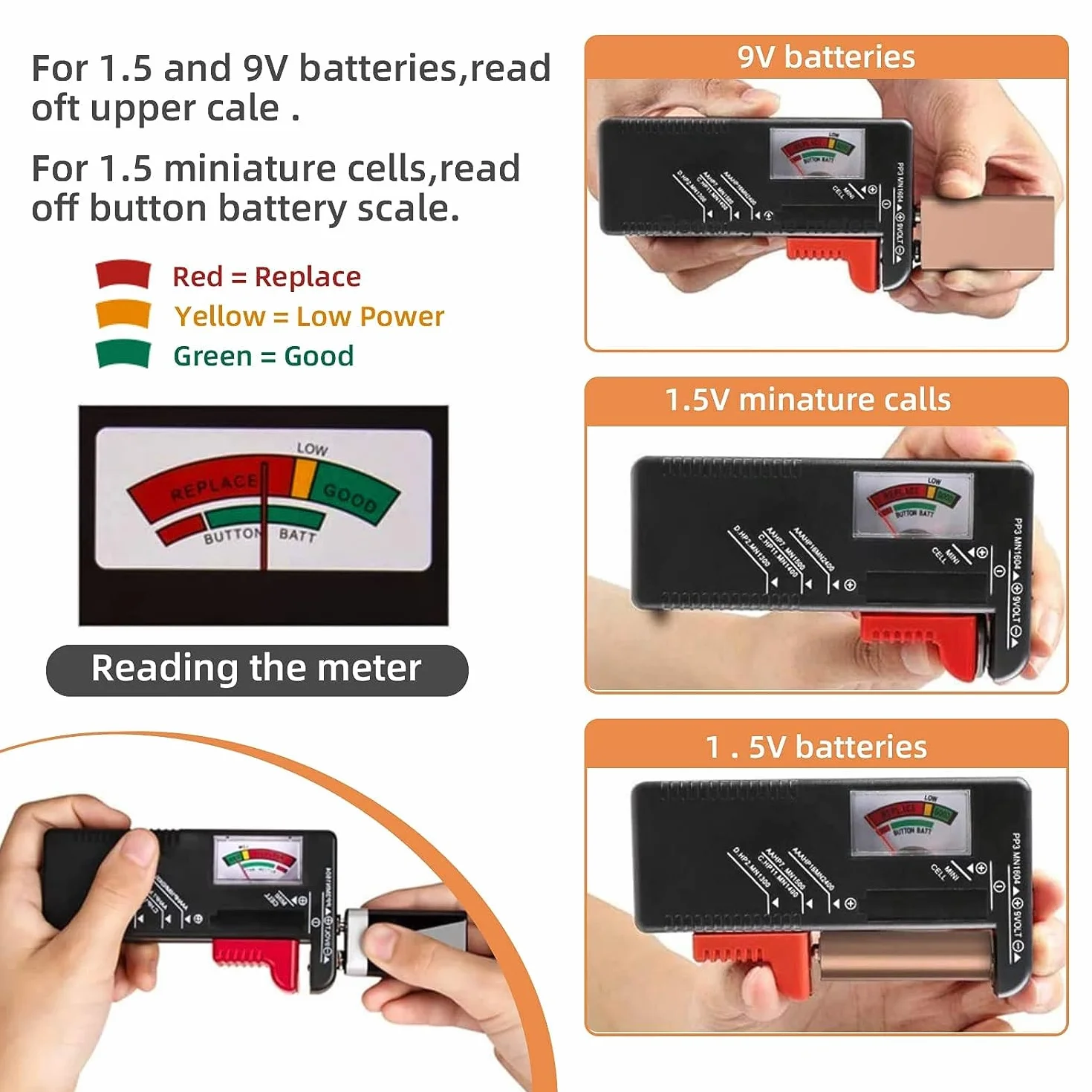Organizzatore di Batteria 110 Slot per AAA AA 9V C D con Tester Rimovibile