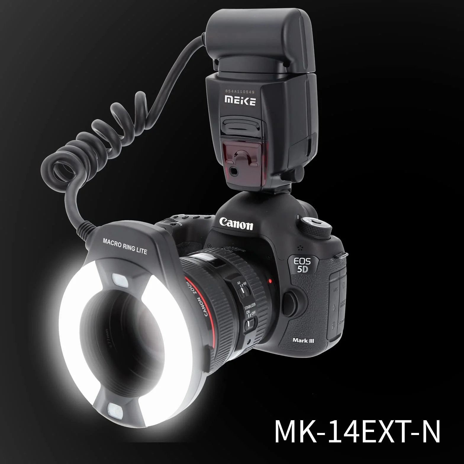 Meike MK-14EXT-C E-TTL Macro Ring Lite Flash con LED AF Assist per Canon DSLR