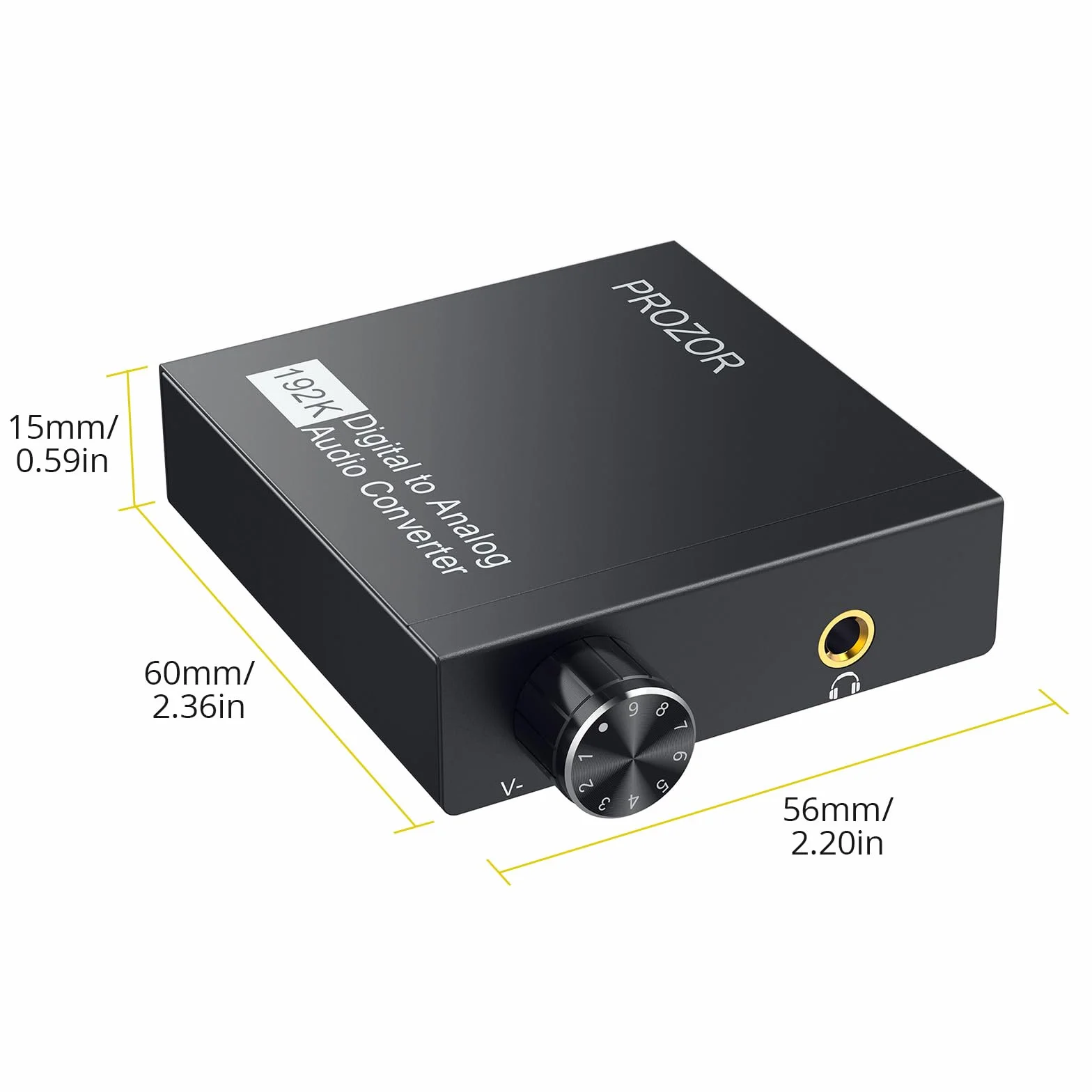 PROZOR Convertitore Ottico Digitale-Analogico 3,5 mm a 192 kHz DAC SPDIF Toslink 2.0CH Adattatore AUX