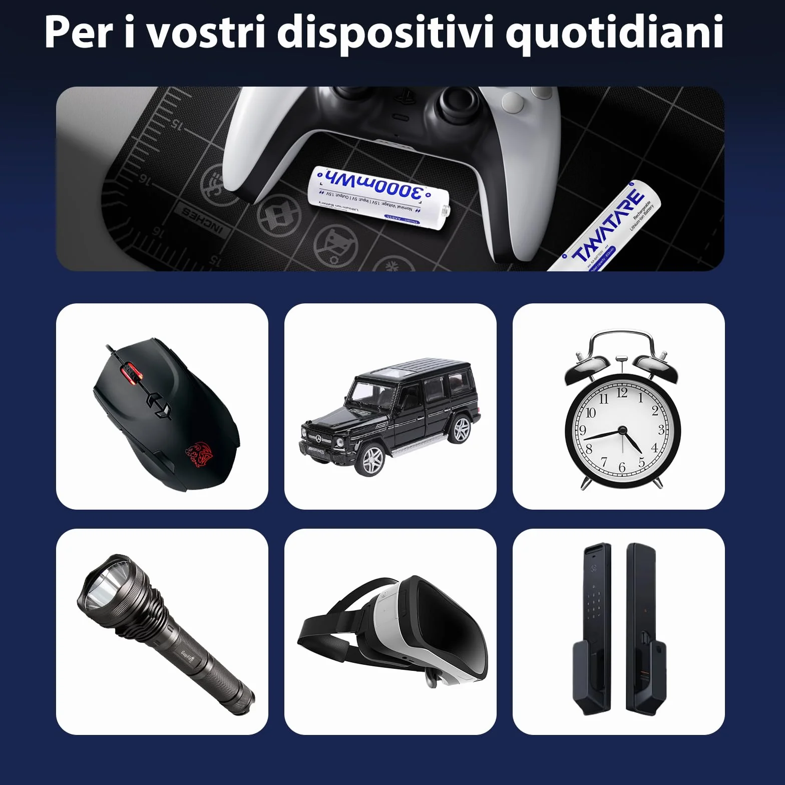 Tanatare Batterie al Litio AA Ricaricabili 8 Pack con Caricatore Veloce 1.5V 3000mWh