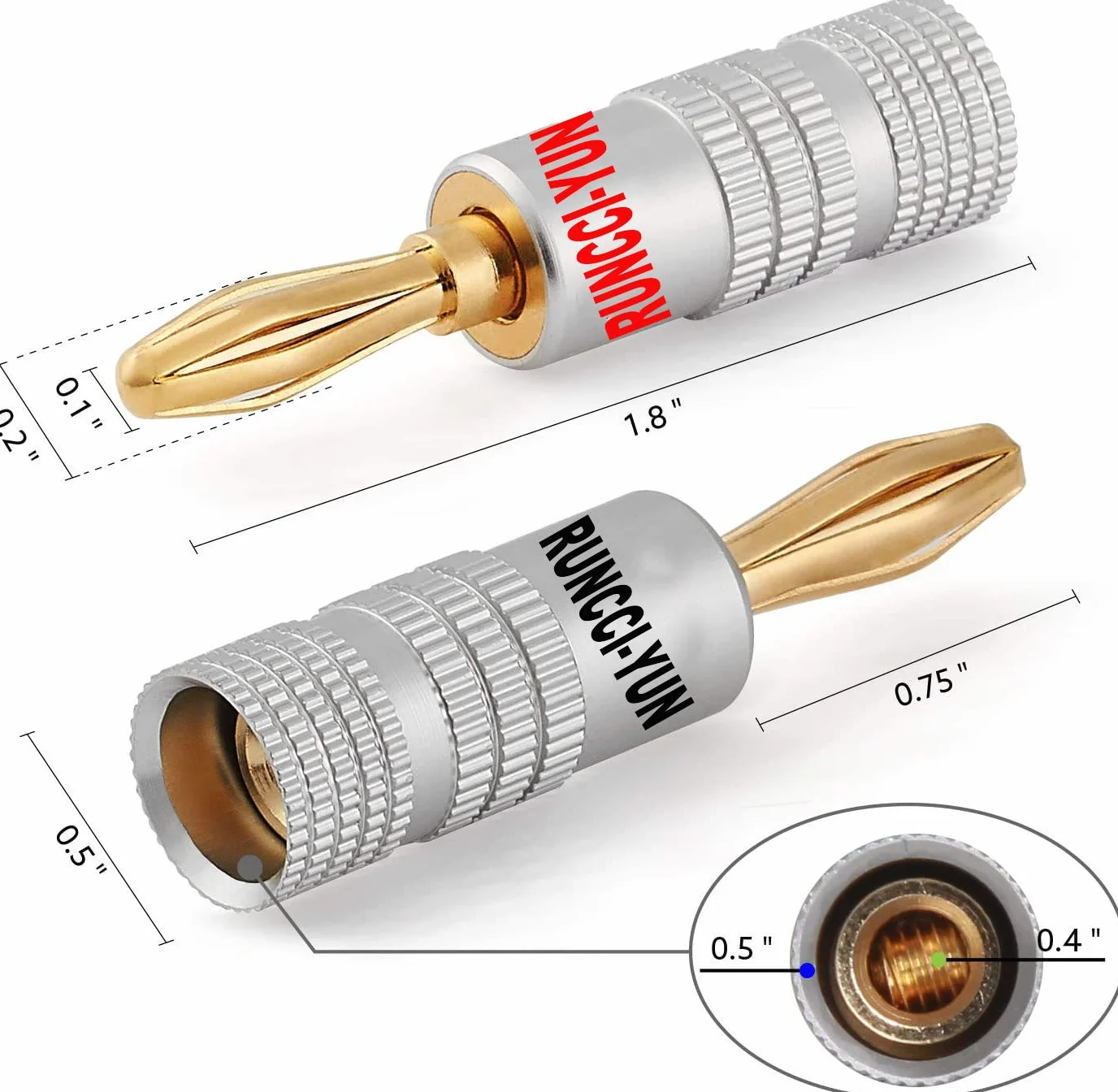 10Pcs Placcato oro 24 K Spina a Banana 4 mm connettore altoparlante per Altoparlanti Hi-Fi, amplificatori, Receiver, impianti Stereo