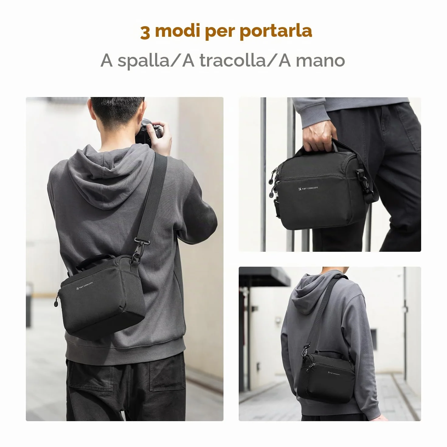 K&F CONCEPT Borsa per fotocamera a tracolla singola Crossbody Custodia compatta per DSLR SLR Mirrorless