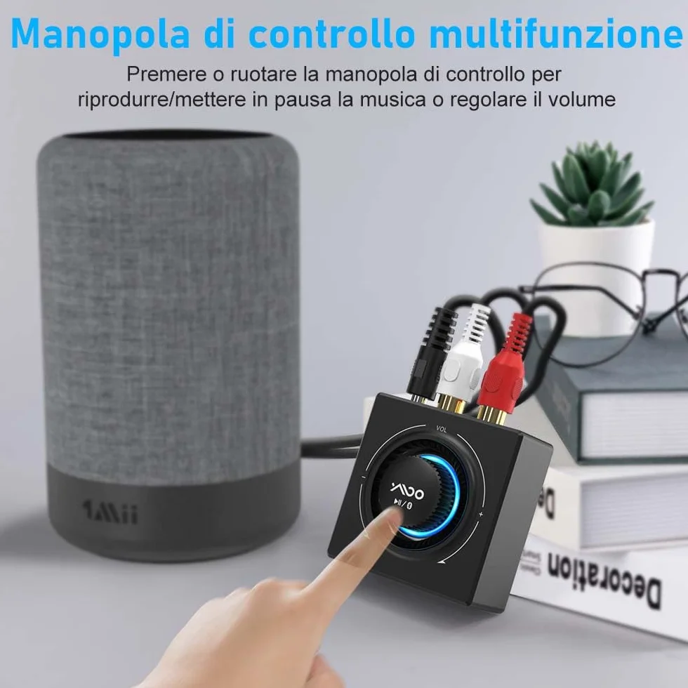 YMOO Ricevitore Bluetooth 5.3 HiFi Audio 3.5mm RCA Jack, Adattatore Aux per Impianto Stereo