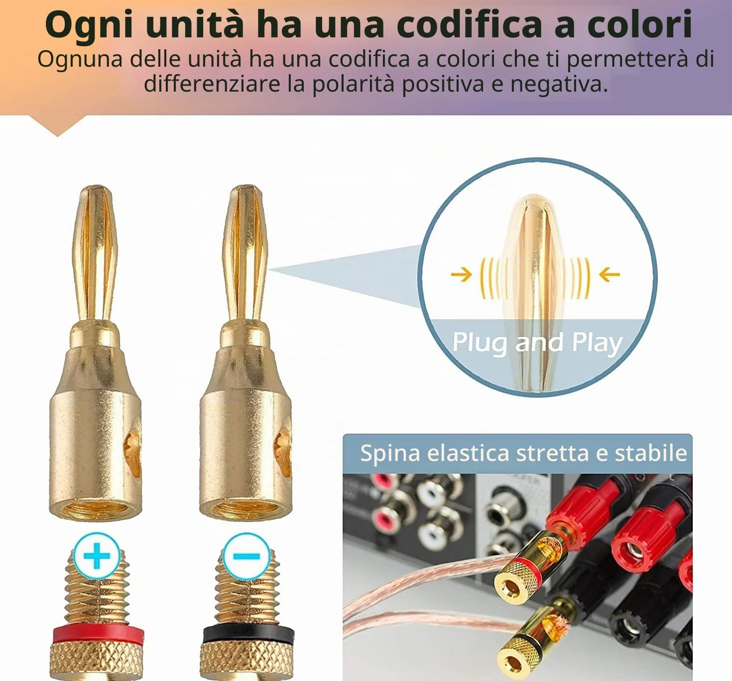 Spine a banana per altoparlanti da 4 mm, connettori per cavi, Greluma 10 pezzi