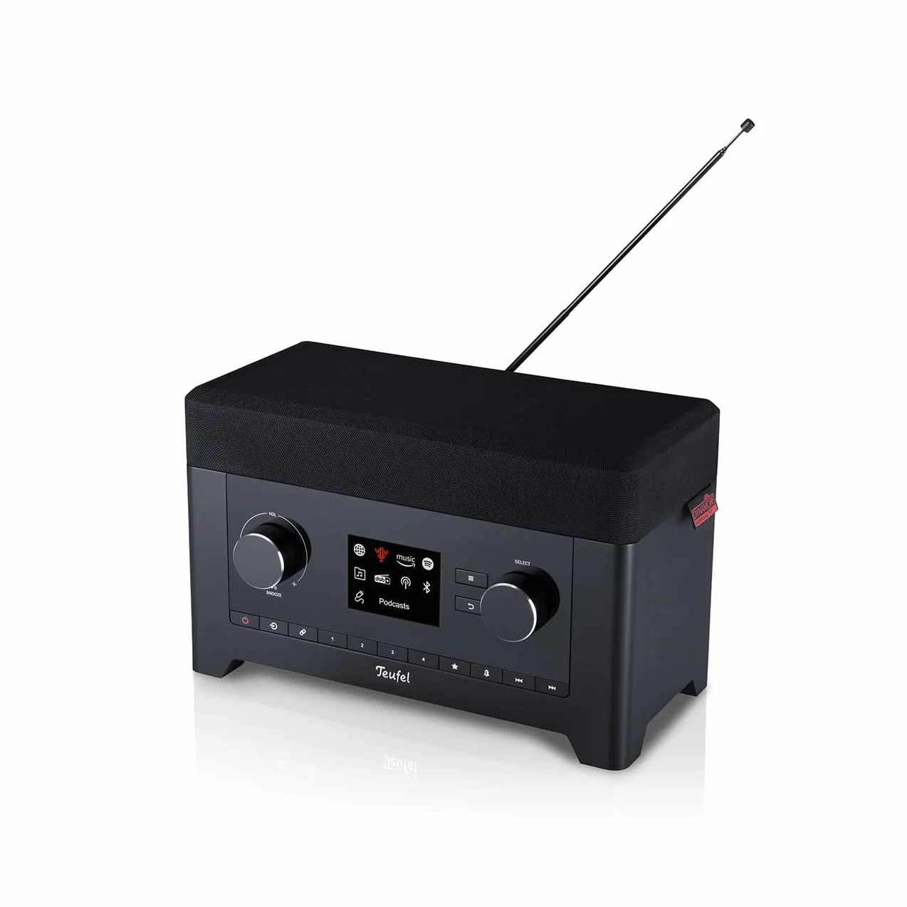Teufel RADIO 3SIXTY Altoparlante Bluetooth con Radio Digitale Premium DAB+, 360° Suono e Subwoofer, Radio Internet, Funzione Power Bank - Nero