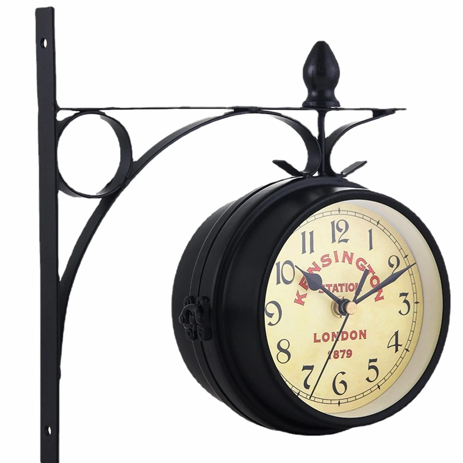 smashing Orologio da Esterno a Doppia Faccia | Orologio a Doppia Faccia Appeso - Semplice Stile Europeo, Orologio da Stazione a Due Facce di Facile Lettura per Giardino, Decorazioni per la casa