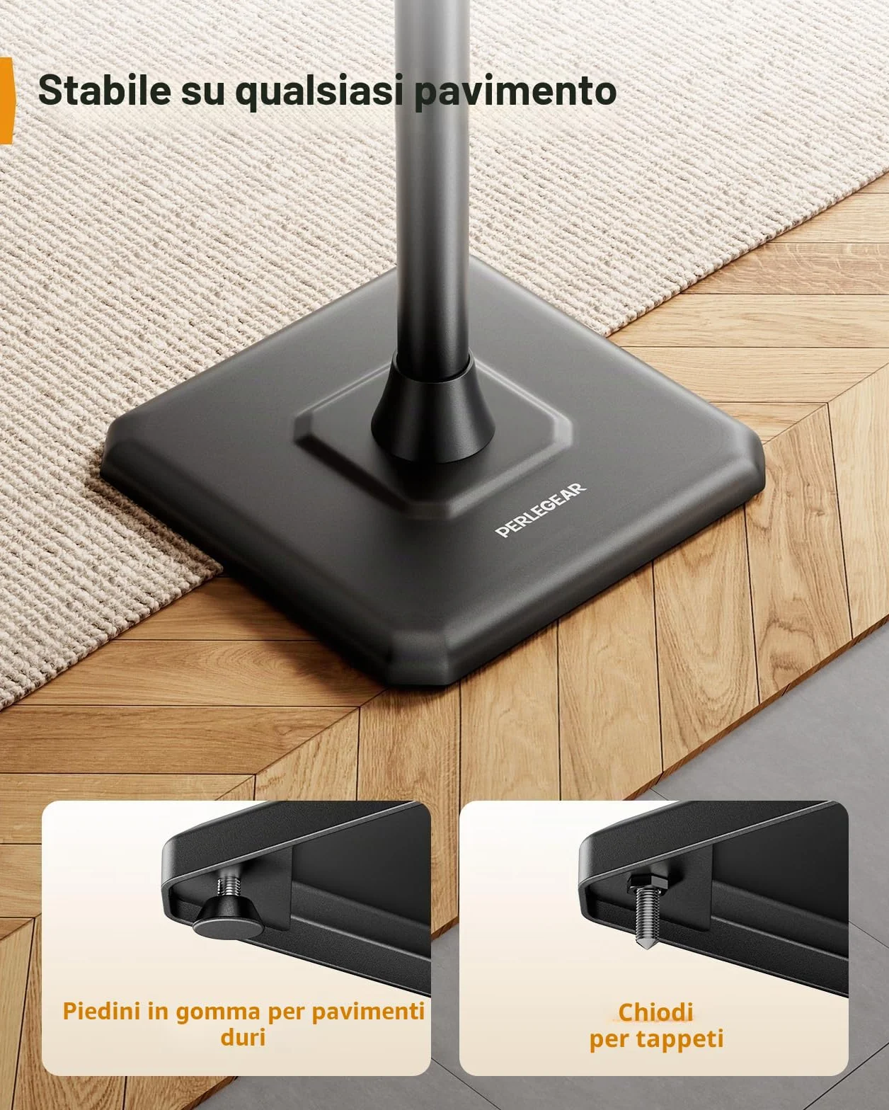 Perlegear Supporto per altoparlanti confezione da 2 altezza regolabile 83,8-106,7 cm gestione cavi