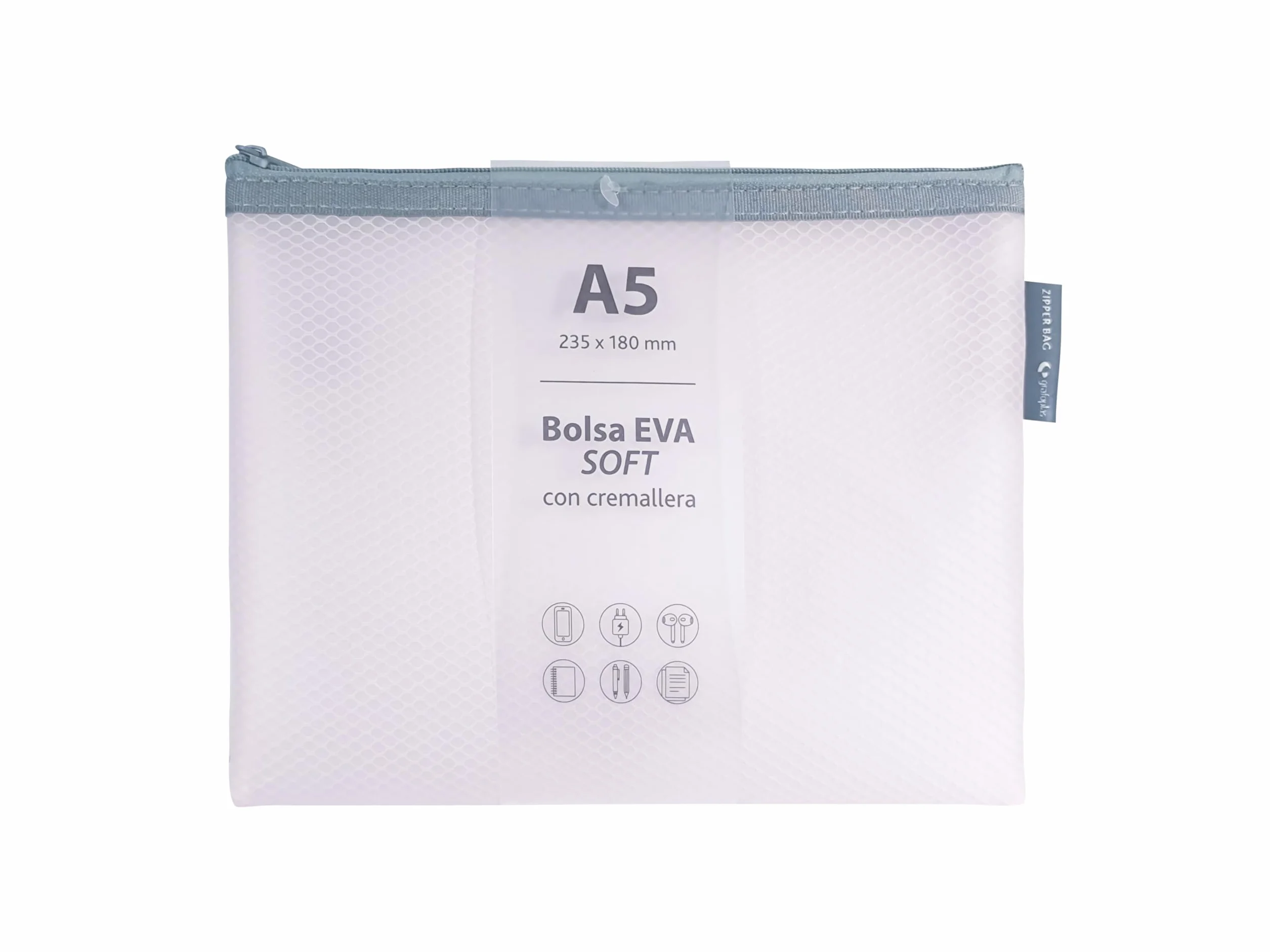 Grafoplás Borsa con cerniera EVA Soft A5 Rosa pastello Zipper Bag gomma EVA trasparente