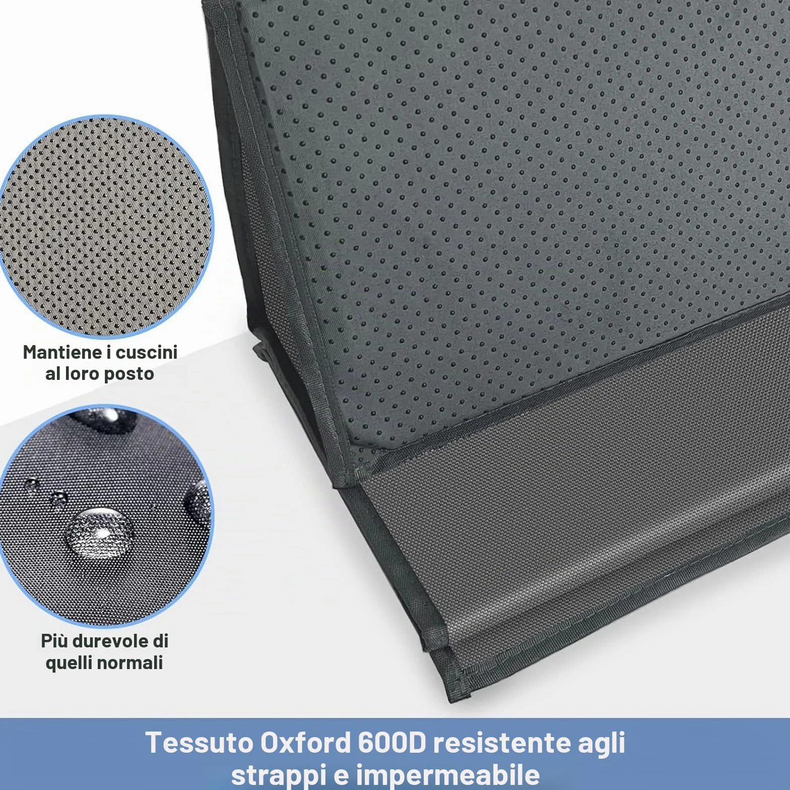 Cuscino Salvadivano Pieghevole 167,5x43 cm con Superficie Oxford e Supporti in Legno