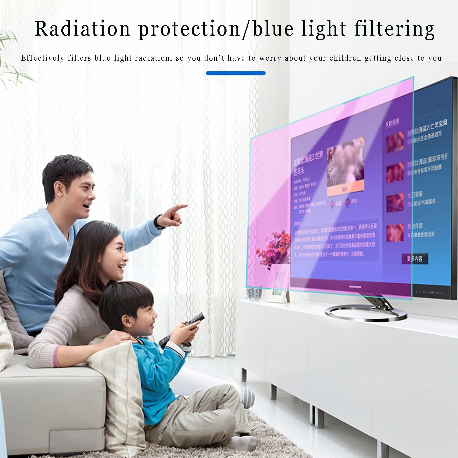 Pellicola Protettiva per TV Opaca Antiriflesso Antiluce Blu AntiGraffio 50 inch 1095x616mm