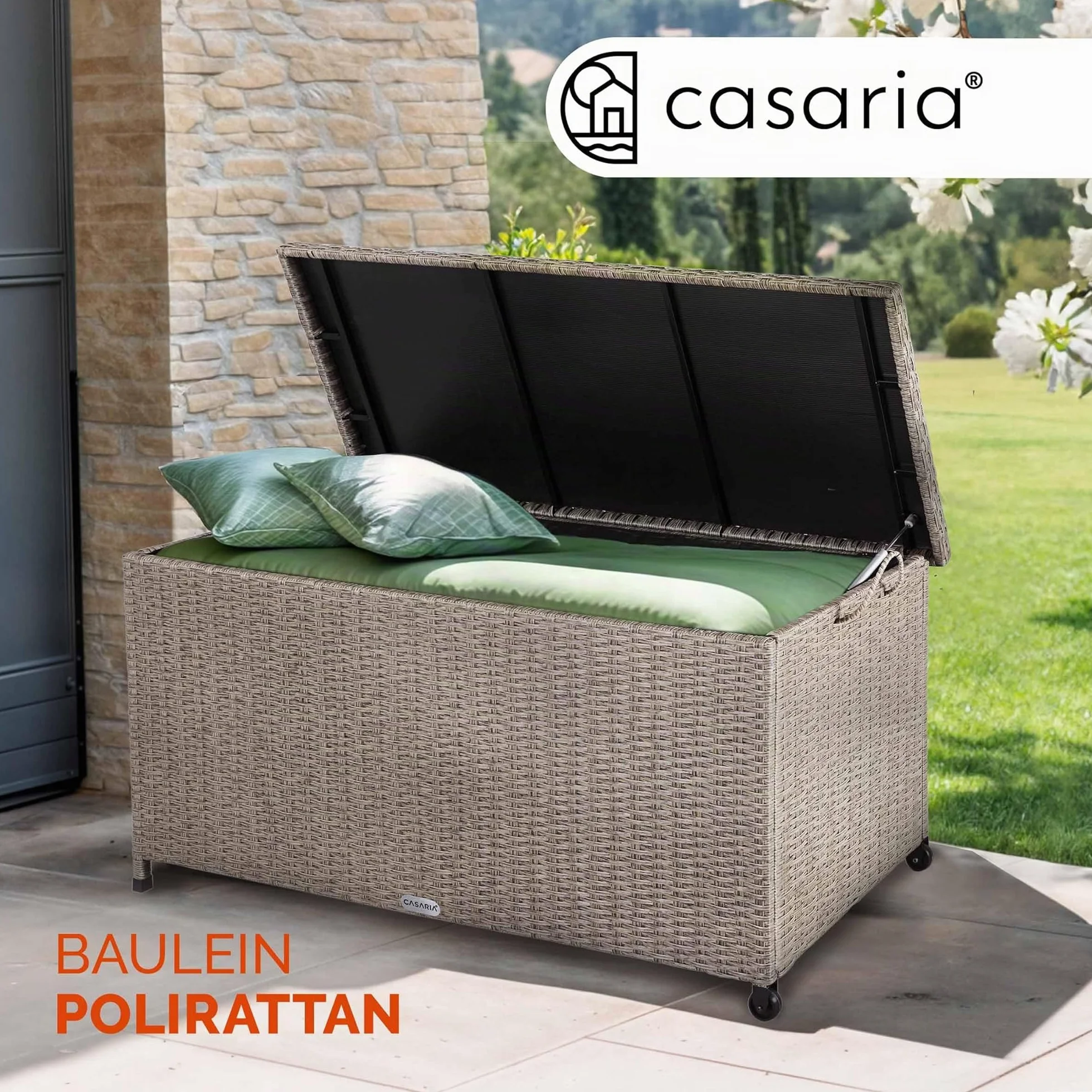 Casaria® Baule Giardino XXL 117x53x60cm Ruote 270L Salvaspazio Impermeabile Resistente Cassettone Contenitore Esterno