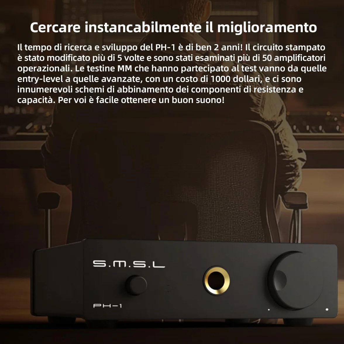 S.M.S.L PH-1 Preamplificatore Phono Mini per Giradischi MM, Amplificatore Audio Stereo HiFi, Preamp con Uscita RCA 6.35mm, Alimentazione DC 5V