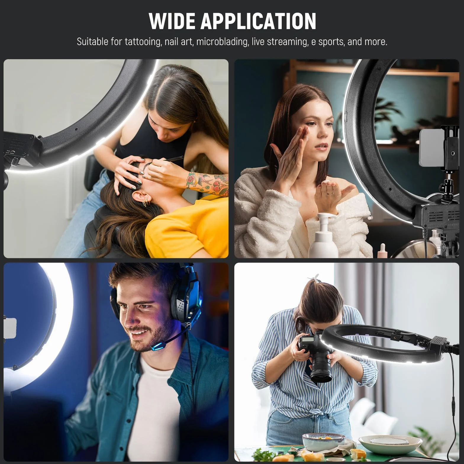 NEEWER Luce ad Anello LED 48cm 55W 5600K Dimmerabile con Stativo Bluetooth per Smartphone