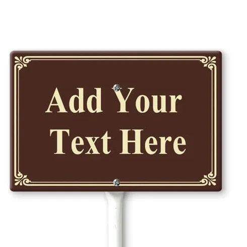 Cartello da cortile personalizzato con paletto, 30 cm x 20 cm (caffè-beige), cartello personalizzabile Aggiungi il tuo testo, cartelli personalizzati in alluminio robusto, antiruggine