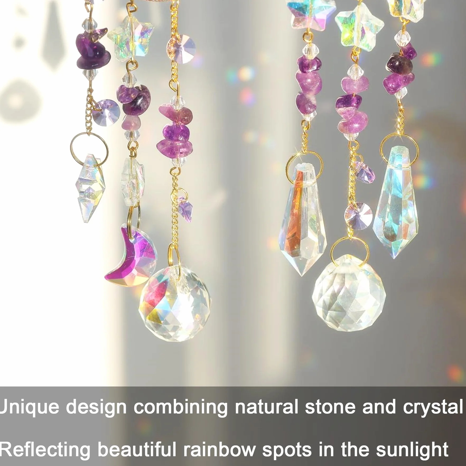 Acchiappasole Cristallo,Crystal Suncatcher,Appendere Vetro Acchiappa Sole,Pendenti Prismi Cristallo,Appeso Arcobaleno Prisma Finestra,Pendenti Suncatcher Decorazione per Casa Giardino Nozze